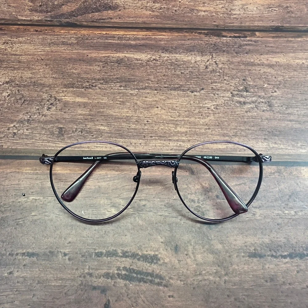 Anne Klein II L-2077 Round Metal Eyeglass Frames Japan 49-20-125 Pewter 044